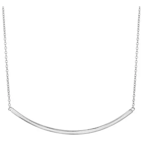 Ritastephens Sterling Silver Long Flat Curved Bar Pendant Necklace 18'' Ritastephens Sterling Silver Long Flat Curved Bar Pendant Necklace 18''