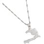 Silver Plated The Republic of Haiti Map Pendant Necklace Chain Port-AU-Prince Map Jewelry