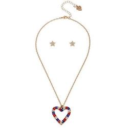 Betsey Johnson Heart Pendant & Stud Earrings Set