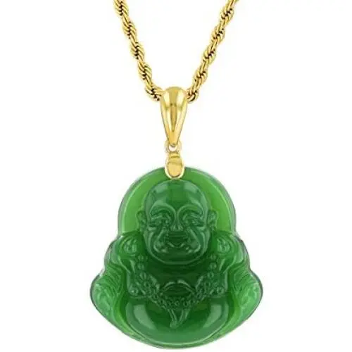 Smiling Laughing Buddha Green Jade Pendant Necklace Rope Chain Genuine Certified Grade A Jadeite Jade Hand Crafted, Jade Neckalce, 14k Gold Filled Buddha necklace, Jade Medallion