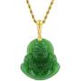 Smiling Laughing Buddha Green Jade Pendant Necklace Rope Chain Genuine Certified Grade A Jadeite Jade Hand Crafted, Jade Neckalce, 14k Gold Filled Buddha necklace, Jade Medallion