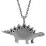 Mark Poulin Womens Pewter Necklace Stegosaurus Dinosaur Charm on 18'' Chain for Women and Girls