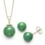 14K Yellow Gold Natural Jade Pendant Necklace and Stud Earring Set 14K Yellow Gold Natural Jade Pendant Necklace and Stud Earring Set