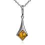 Ian and Valeri Co. Amber Sterling Silver Rhombic Pendant Necklace Chain 18''