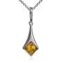 Ian and Valeri Co. Amber Sterling Silver Rhombic Pendant Necklace Chain 18''