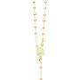 Ritastephens Italian Sterling Silver Gold-tone 3mm Rosary Bead Virgin Mary Cross Necklace, 20''