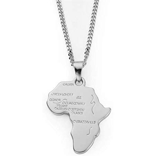 Aiyo Fashion Hip Hop Jewelry 29.5'' Long Chain Platinum 18K Gold Plated African Map Pendant Necklace for Men/Women