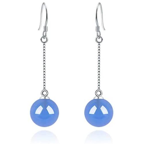Long Chain Tassel Dangle Earrings 925 Sterling Silver Earrings for Women Black White Blue Red Green Yellow
