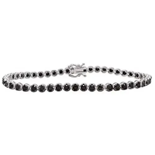 2.3mm Round Cut Simulated Black Diamond Eternity Tennis Bracelet In 14K White Gold Over 925 Sterling Silver 2.3mm Round Cut Simulated Black Diamond Eternity Tennis Bracelet In 14K White Gold Over 925 Sterling Silver