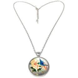 Blazing Autumn Necklace/Humming Bird Silver Pendant Necklace