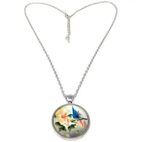 Blazing Autumn Necklace/Humming Bird Silver Pendant Necklace Blazing Autumn Necklace/Humming Bird Silver Pendant Necklace