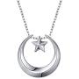 FLYOW S925 Sterling Silver Crescent Moon Pendant Necklace for Women Teen Girls Birthday Gift