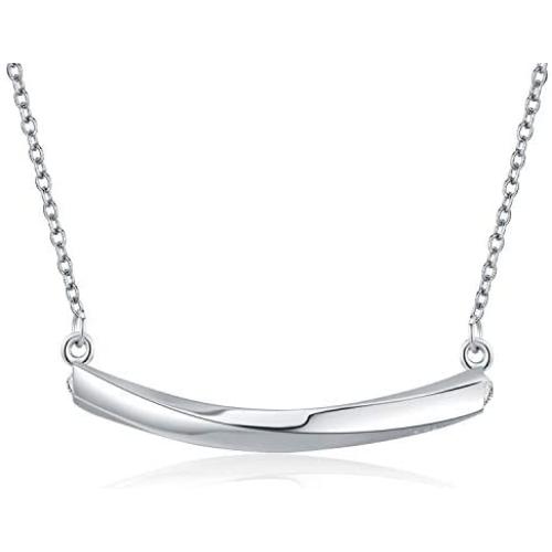 Balance Tube Bar Necklace,Sterling Silver Bar Pendant 18'' chain,Dainty Geometric Horizontal Necklace for Women Men,Stick Charm Minimalist Bar Jewelry Birthday Gift(with gift box)