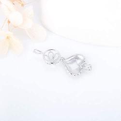 LGSY Sterling Silver Guardian Angel Wings Heart Pearl Cage Pendants for Women, Design Pearl Cage Pendants for Pearl Jewelry Making, Essential Oil Diffuser Lockets for Pearl Jewelry