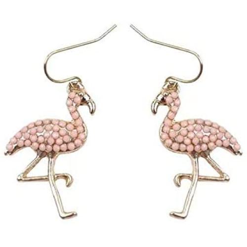 HANGO creative animal earrings, pink diamonds, red-crowned crane earrings, alloy flamingo earrings, suitable for clothes matching. Valentines day gifts, birthday parties, mothers day gifts