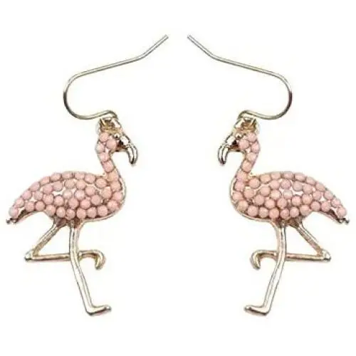 HANGO creative animal earrings, pink diamonds, red-crowned crane earrings, alloy flamingo earrings, suitable for clothes matching. Valentines day gifts, birthday parties, mothers day gifts