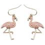 HANGO creative animal earrings, pink diamonds, red-crowned crane earrings, alloy flamingo earrings, suitable for clothes matching. Valentines day gifts, birthday parties, mothers day gifts