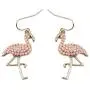 HANGO creative animal earrings, pink diamonds, red-crowned crane earrings, alloy flamingo earrings, suitable for clothes matching. Valentines day gifts, birthday parties, mothers day gifts