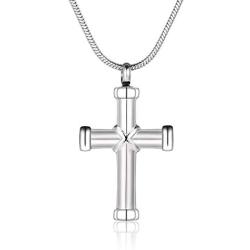 BAIYIDE Stainless Steel Cross Memorial Cremation Jewelry for Ashes Urn Pendant Necklace Keepsake Jewelry for Women & Men