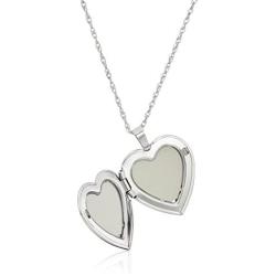 Sterling Silver Heart with Hand Engraved Butterfly Locket Necklace, 18''