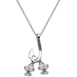 AKTAP Fish Hook Pendant Necklace Fisherman Jewelry Fishing Enthusiast Gift for Him Her