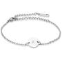 Glimmerst Stainless Steel Initial Bracelet Delicate Coin Letter Bracelet Dainty Small Disc Name Bracelet Personalized Monogram Charm Bracelet for Women Girls