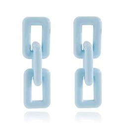 Aimimier Egirl Coloful Geometric Link Chain Drop Earrings Acrylic Rectangle Chain Long Pendant Dangle Earrings Prom Party Festival Jewelry for Women and Girls (Blue)