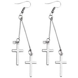 epiphaneia Two Cross Dangle Earrings for Women Girls Stainless Steel. Christian & Religious Jewelry - Great Gifts for Mom, Daughter, Sister In Law - Mothers Day, Birthday, Christmas, Valentines Gift