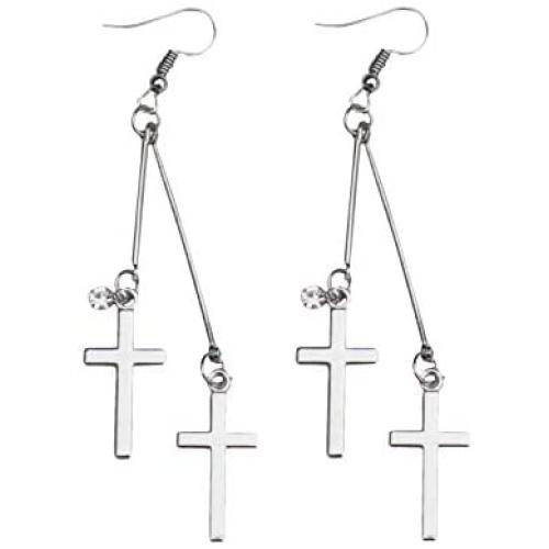 epiphaneia Two Cross Dangle Earrings for Women Girls Stainless Steel. Christian & Religious Jewelry - Great Gifts for Mom, Daughter, Sister In Law - Mothers Day, Birthday, Christmas, Valentines Gift