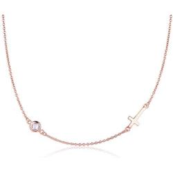 Tiny Cross Choker Necklace for Women Sterling Silver Faith Necklace Dainty Pendant Necklace Birthstone Crucifix Cute Jewelry