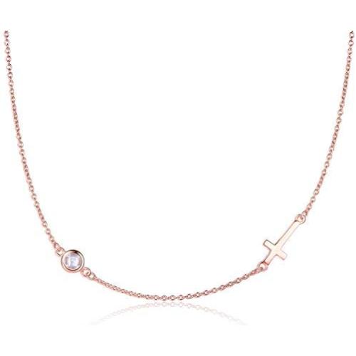 Tiny Cross Choker Necklace for Women Sterling Silver Faith Necklace Dainty Pendant Necklace Birthstone Crucifix Cute Jewelry