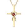 Yafeeso 14K Gold Crucifix Cross Necklace for Women, Solid Infinity Pendant Necklace with Red Heart Anniversary Bithday Jewelry Gifts for Her,16+2 Inch