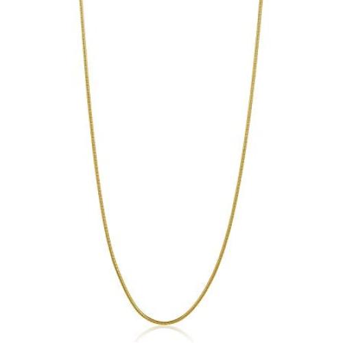 The Bling Factory 1.9mm 24k Yellow Gold Plated Stainless Steel Round Snake Chain Necklace + Gift Box
