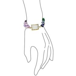 Bling Jewelry Boho Organic Purple Blue Green Agate Multi Gemstone Chip Chakra Fashion Druzy Bracelet for Women Gold Tone Metal