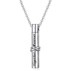 YinShan Cremation Jewelry 925 Sterling Silver Ashes Keepsake Cylinder Necklace Cylinder Pendant for Men