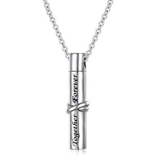YinShan Cremation Jewelry 925 Sterling Silver Ashes Keepsake Cylinder Necklace Cylinder Pendant for Men