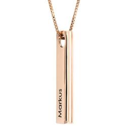 MyNameNecklace Personalized 3D Bar Heart Shaped Necklace -Precious Metals Custom Made Name Jewelry Valentines Day Love Gift for Mom Women