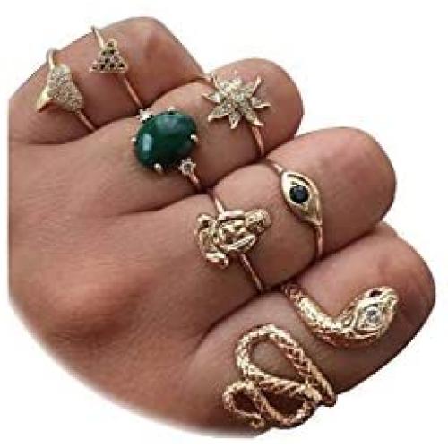 10-15PCS Crystal Knuckle Stacking Rings Set for Women Teen Girls,Bohemian Joint Midi Retro Gem Finger Ring Sets Comfort Fit Size 5 to 9