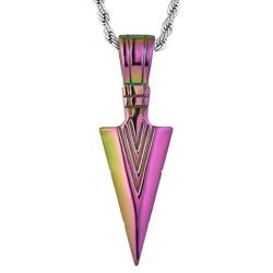 starchenie Arrowhead Pendant Necklace Stainless Steel Spear Point Jewelry for Men