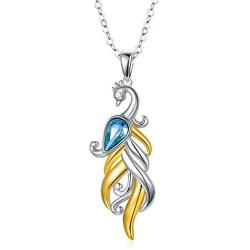 AOBOCO Phoenix Necklace Sterling Silver with Austria Crystal, Birthday Anniversary Gift for Women Wife