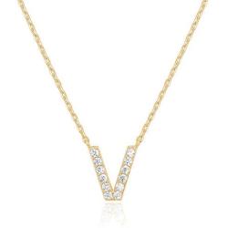 PAVOI 14K Yellow Gold Plated Cubic Zirconia Initial Necklace | Letter Necklaces for Women