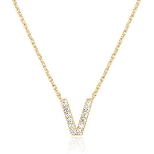 PAVOI 14K Yellow Gold Plated Cubic Zirconia Initial Necklace | Letter Necklaces for Women