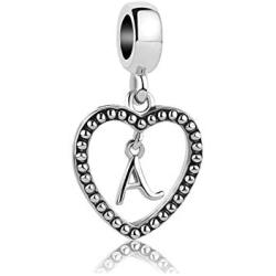 SBI Jewelry Initial Letter Charm for Bracelets English Alphabet A-Z Love Heart Dangle Charm Gift for Women Girls Birthday
