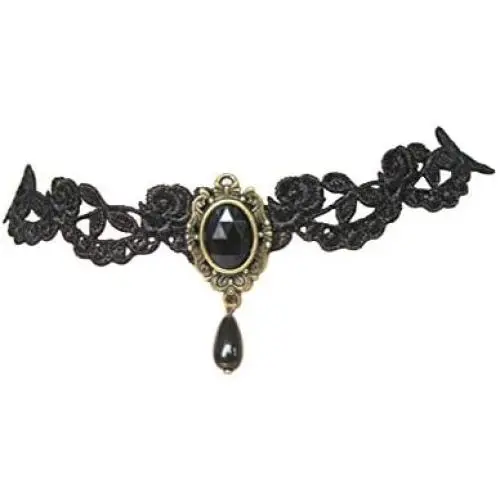 CharmLight Jewelry Popular Black Flower Lace Gothic Lolita Beads Pendant Choker Necklace CharmLight Jewelry Popular Black Flower Lace Gothic Lolita Beads Pendant Choker Necklace