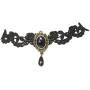 CharmLight Jewelry Popular Black Flower Lace Gothic Lolita Beads Pendant Choker Necklace