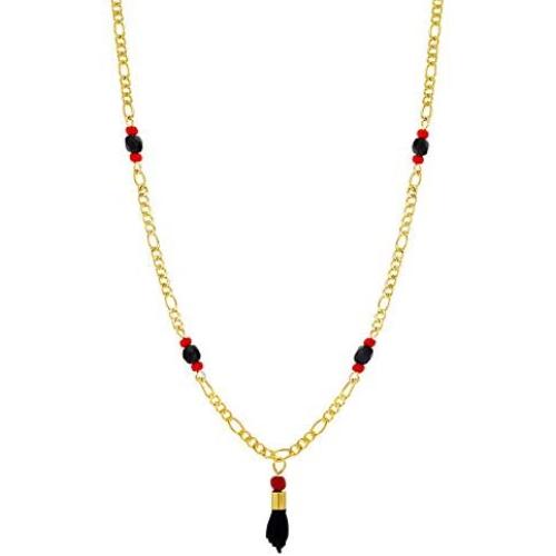 In Season Jewelry 18k Gold Plated Simulated Azabache Evil Eye Protection Necklace Figa Hand 18''