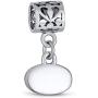 Personalize Oval Engravable Graduate Graduation Words Honor Student Dangle Bead Charm For Women Teen Oxidized .925 Sterling Silver Fits European Bracelet