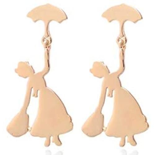 Poppin Earrings - Mary Stud Gold Flying Umbrella Fashion Jewelry for Women