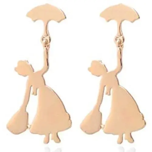 Poppin Earrings - Mary Stud Gold Flying Umbrella Fashion Jewelry for Women Poppin Earrings - Mary Stud Gold Flying Umbrella Fashion Jewelry for Women