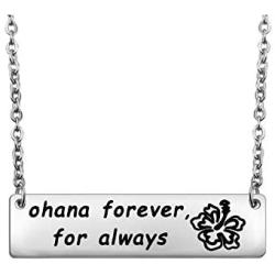 BAUNA Ohana Necklace Ohana Forever for Always Hibiscus Flower Ohana Jewelry Inspirational